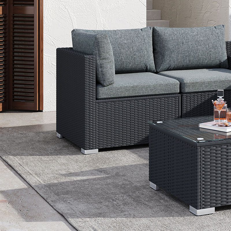 Ottoman-Style Outdoor Lounge Set in Black